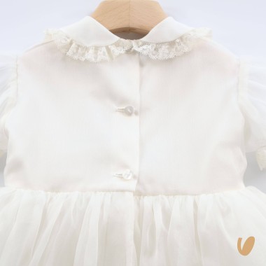 Abito in organza di seta bouquet Battesimo