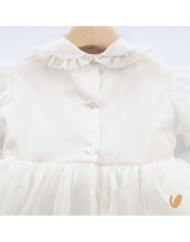 Abito in organza di seta bouquet Battesimo