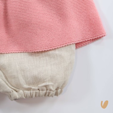 Completo fiocco filo e lino Set Nascita e Uscita Clinica