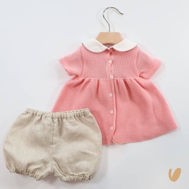 Completo fiocco filo e lino Set Nascita e Uscita Clinica