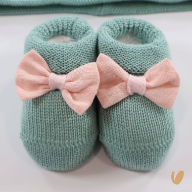 Scarpette e cappello fiocco lino Cappello e Guanti