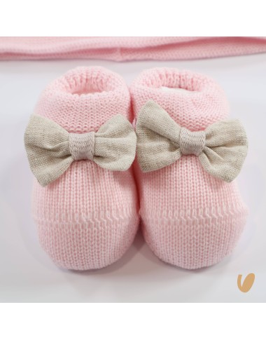Shoes and hat linen bow