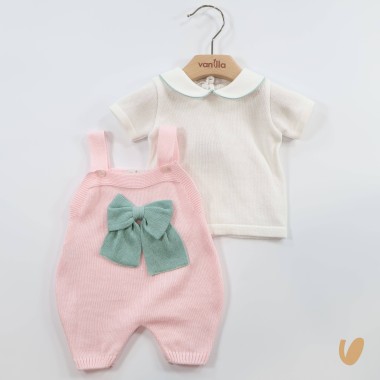 Salopette e maglia in filo di cotone Set Nascita e Uscita Clinica