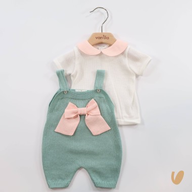 Salopette e maglia in filo di cotone Set Nascita e Uscita Clinica