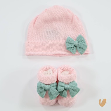 Scarpette e cappello fiocco filo Cappello e Guanti