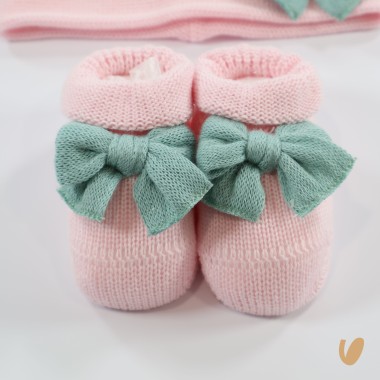 Scarpette e cappello fiocco filo Cappello e Guanti