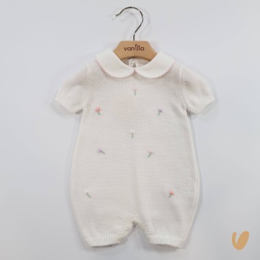 Pagliaccetto tulipani in filo di cotone Set Nascita e Uscita Clinica