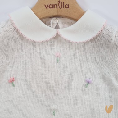 Pagliaccetto tulipani in filo di cotone Set Nascita e Uscita Clinica