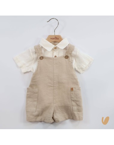 Salopette and shirt in pure linen