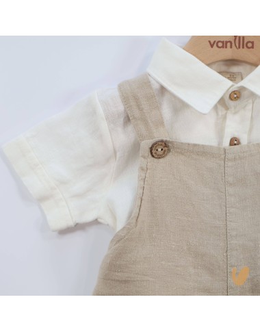 Salopette and shirt in pure linen