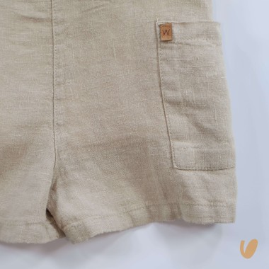 Salopette e camicia in puro lino Neonato 0/36