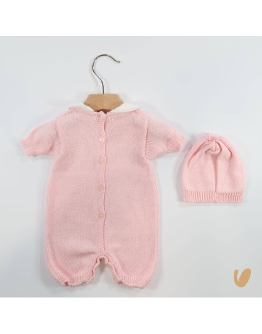 Pagliaccetto e cappello ricamato a mano Set Nascita e Uscita Clinica