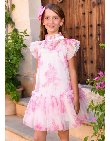 Dress in tulle flowers
