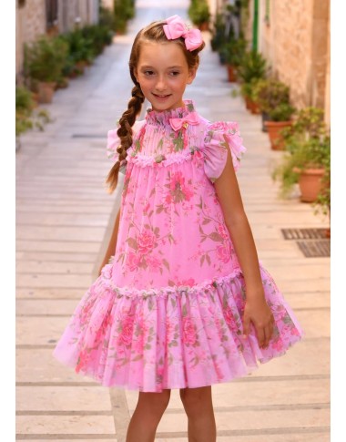 Dress in tulle flowers