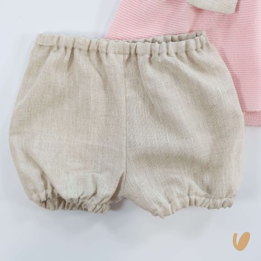 Completo fiocco filo e lino Set Nascita e Uscita Clinica