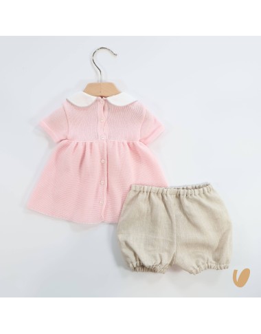 Completo fiocco filo e lino Set Nascita e Uscita Clinica