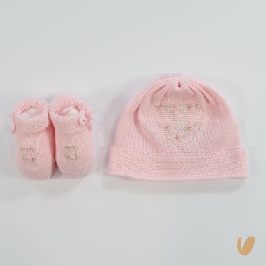 Scarpette e cappello cuore roselline Cappello e Guanti