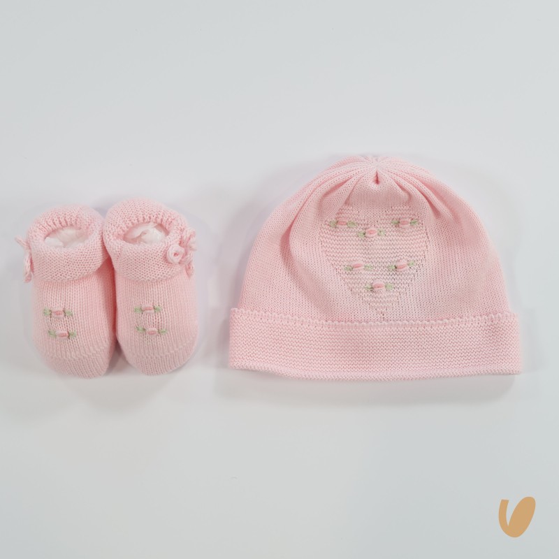 Scarpette e cappello cuore roselline Cappello e Guanti