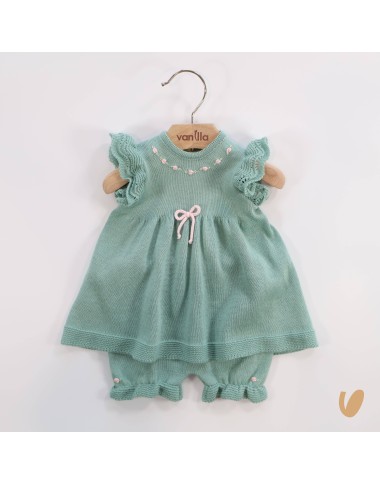 Completo in filo roselline Set Nascita e Uscita Clinica