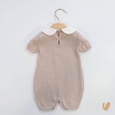 Pagliaccetto in filo cuore e roselline Set Nascita e Uscita Clinica