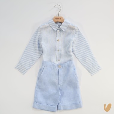 Camicia e bermuda in puro lino Completo