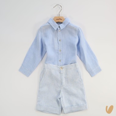 Camicia e bermuda in puro lino Completo