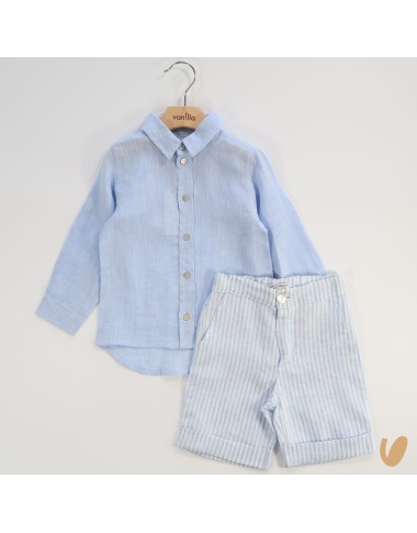 Camicia e bermuda in puro lino Completo