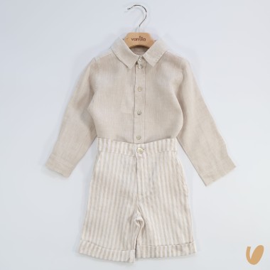 Camicia e bermuda in puro lino Completo