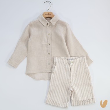 Camicia e bermuda in puro lino Completo