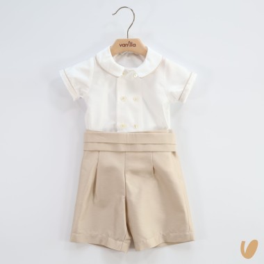 Completo elegante in shantung Battesimo