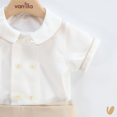 Completo elegante in shantung Battesimo