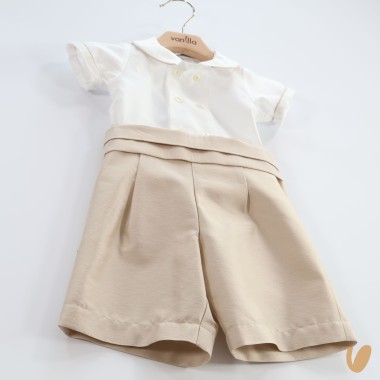 Completo elegante in shantung Battesimo