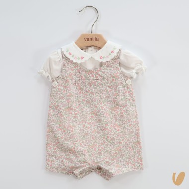 Salopette e body ricamato a mano Completo e Pagliaccetto