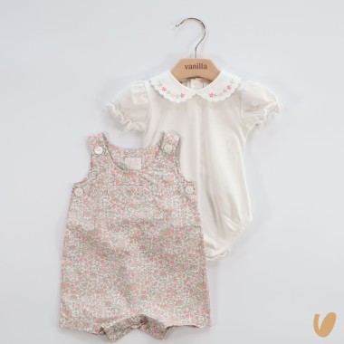 Salopette e body ricamato a mano Completo e Pagliaccetto