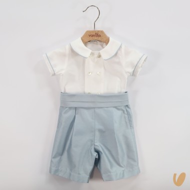 Completo elegante in shantung Battesimo