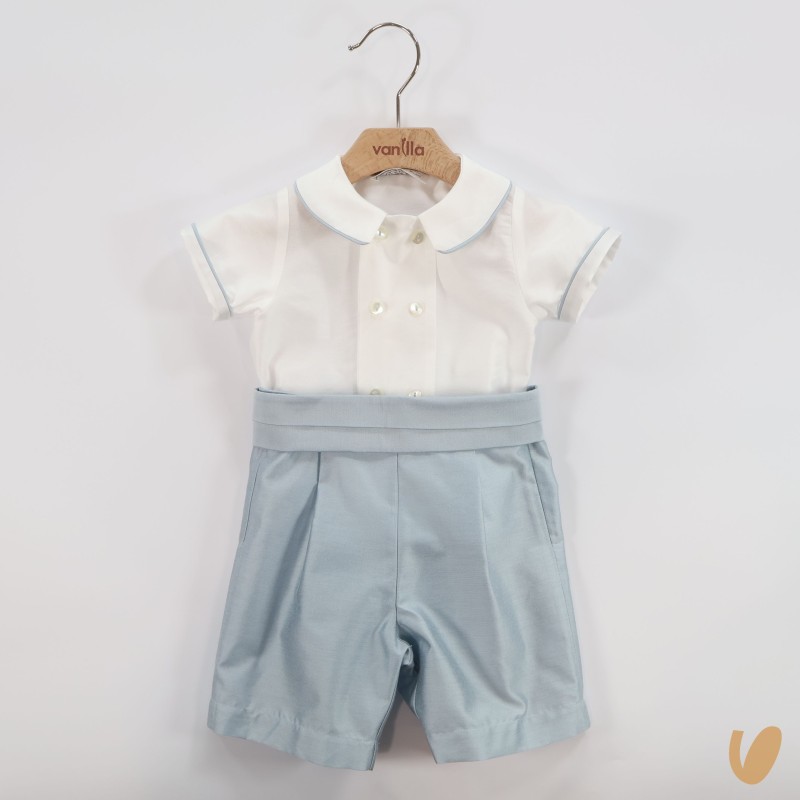 Completo elegante in shantung Battesimo