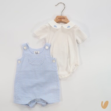 Salopette e body Vichy Completo e Pagliaccetto