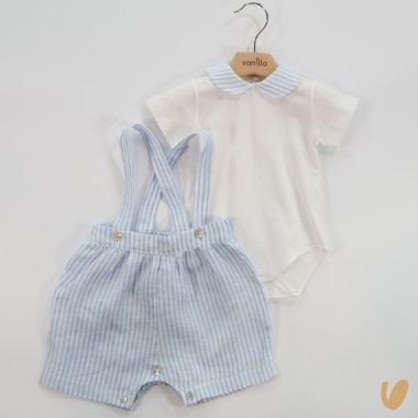 Body e Salopette in puro lino Completo e Pagliaccetto