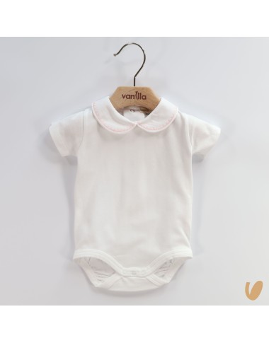 Body con colletto ricamato Body Manica Corta