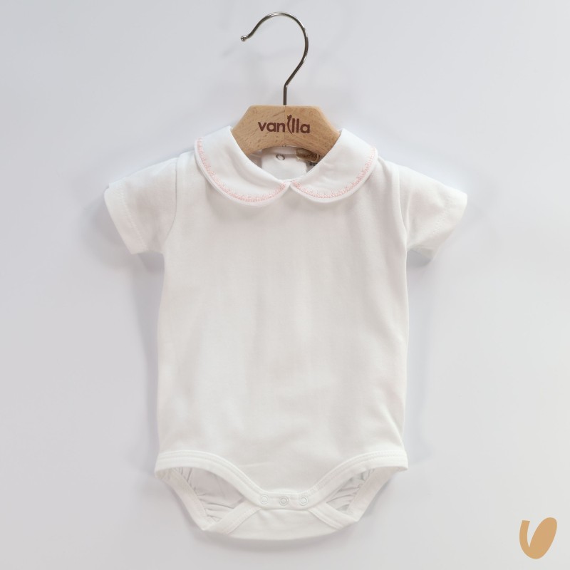 Body con colletto ricamato Body Manica Corta