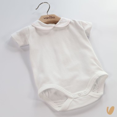 Body con colletto ricamato Body Manica Corta