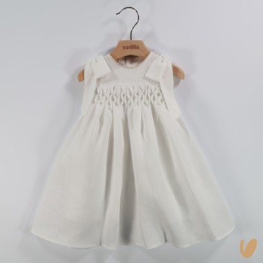 Abito punto smock lino Battesimo