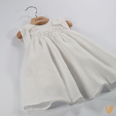 Abito punto smock lino Battesimo