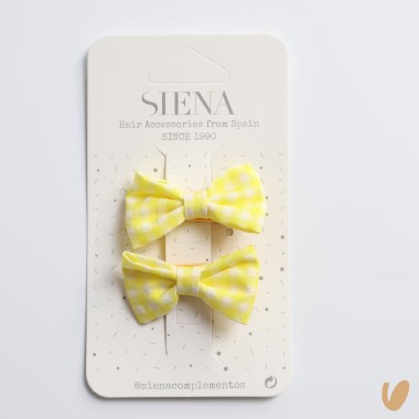 Set 2 Mollettine fiocco Vichy Mollette e Fermagli