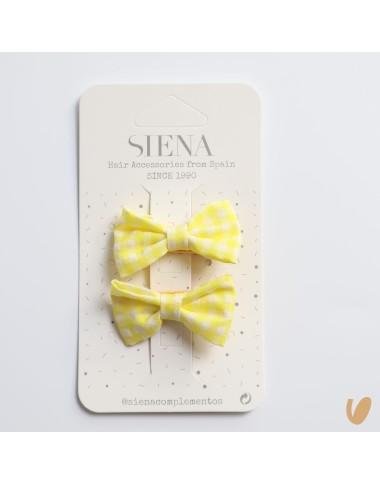 Set 2 Mollettine fiocco Vichy Mollette e Fermagli