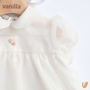 Completo in seta ricamato Battesimo