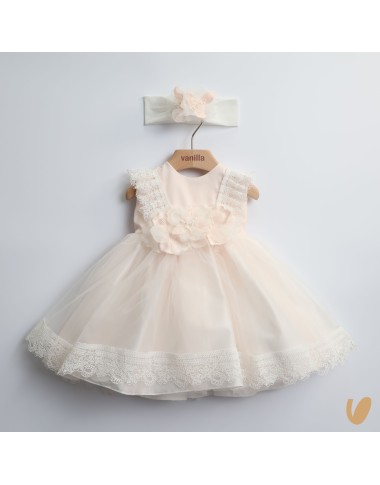 Abito elegante in tulle e fascia Battesimo