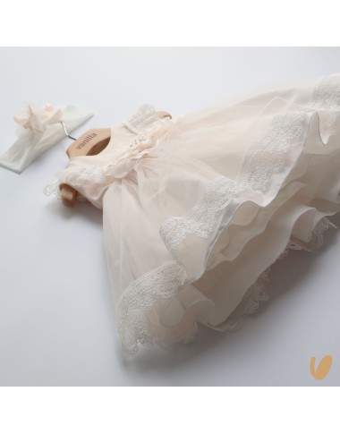 Abito elegante in tulle e fascia Battesimo