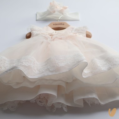 Abito elegante in tulle e fascia Battesimo
