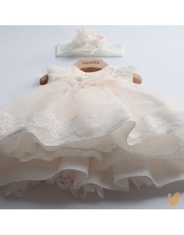 Abito elegante in tulle e fascia Battesimo